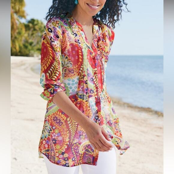 Soft Surroundings Paisley Park Tunic NWOT Size Medium Petite - Picture 4 of 11